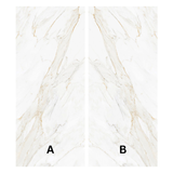 Calacatta Borghini 120x320cm glossy book-match porcelain slab with bold veining. Perfect for luxury walls, floors, and statement interiors.