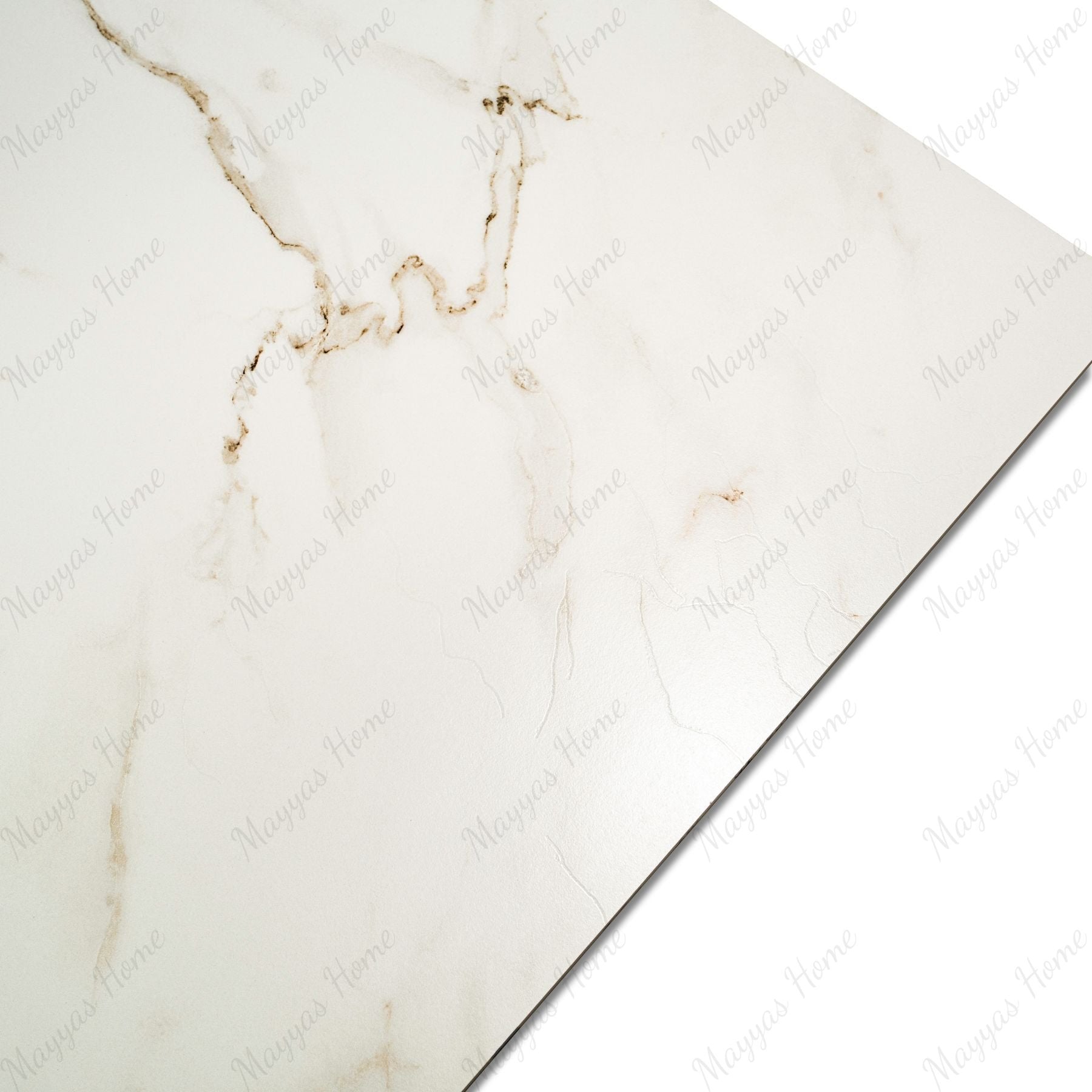Calcatta porcelain tile in 60x120cm size featuring elegant white marble texture with soft grey veining and durable 9mm thickness for floors and walls.