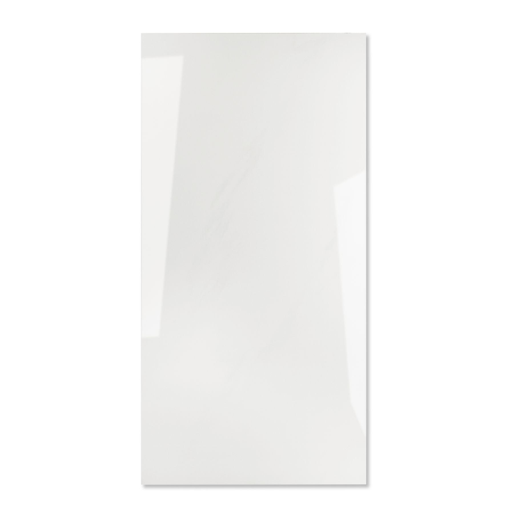 Carara Grey glossy marble effect porcelain tile 60x120cm with 9mm thickness features soft grey tones, subtle veining and polished finish.