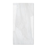 Celeste White glossy marble effect porcelain tile 60x120cm with 9mm thickness features bright white base, soft grey veins and polished finish.