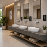 Commercial wall-mounted timed mixer tap with swivel spout, push-button activation, adjustable flow control and anti-vandal protection for UAE washrooms.
