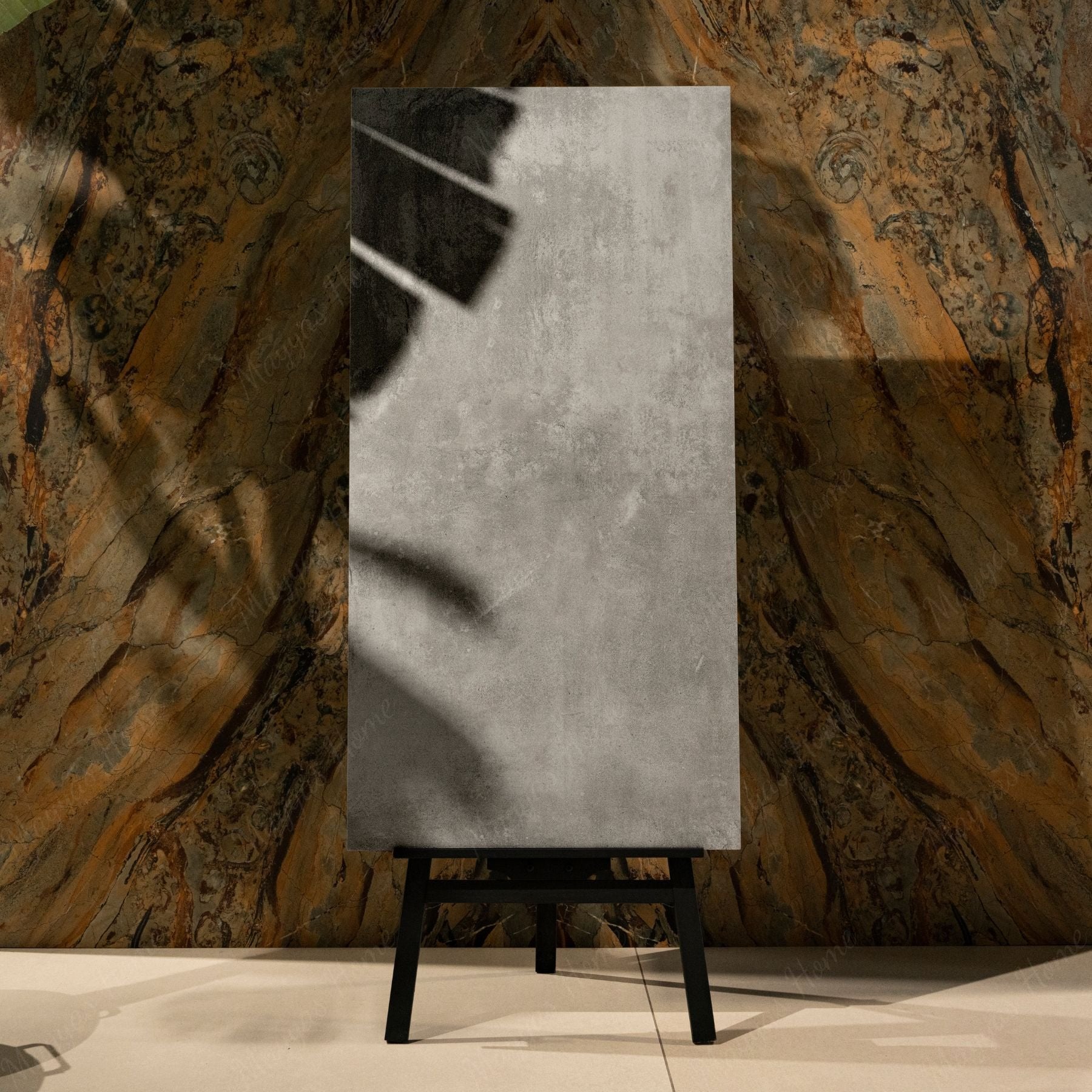 Concrete Grey porcelain tile in 60x120cm size with modern concrete look, neutral grey tones and durable 9mm thickness for floors and walls.