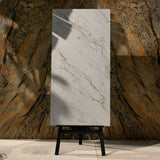 Copper Vein Statuario polished marble effect porcelain tile 60x120cm 9mm delivers luxurious white marble look with durable porcelain for floors and walls.