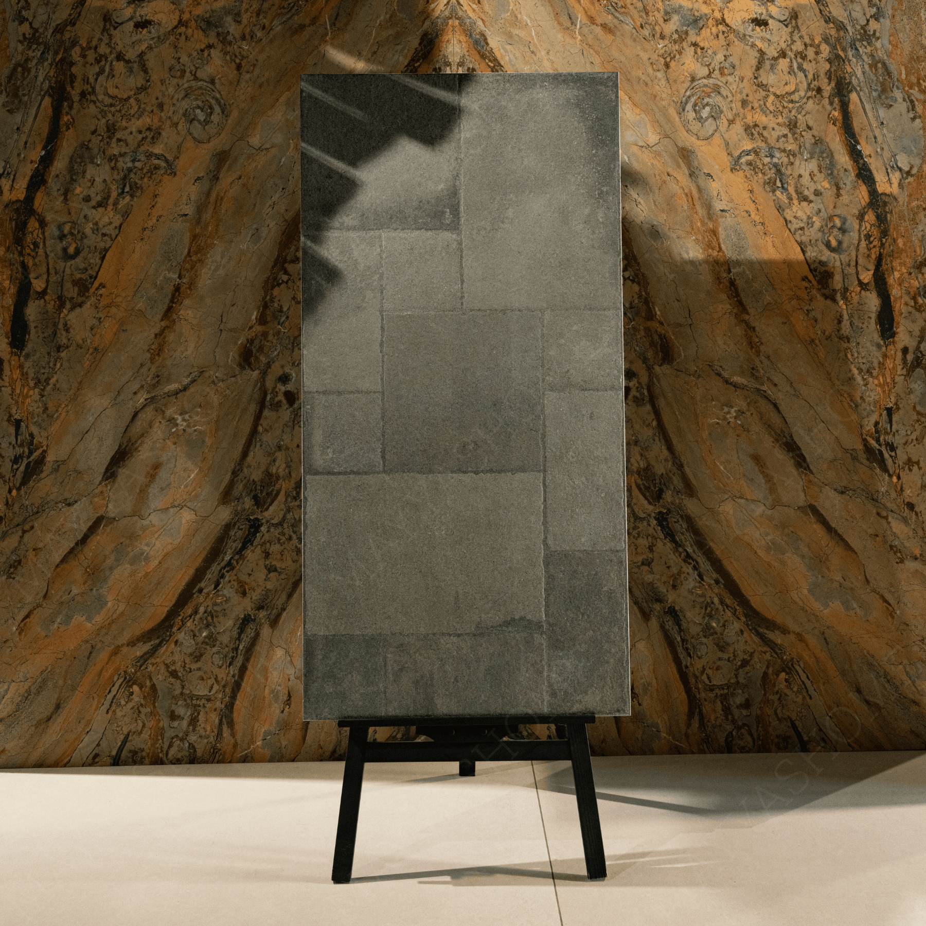 Cottage Nero Cubix porcelain tile 60x120cm 9mm thickness, black stone look with geometric decor, durable porcelain tile for modern walls and floors.