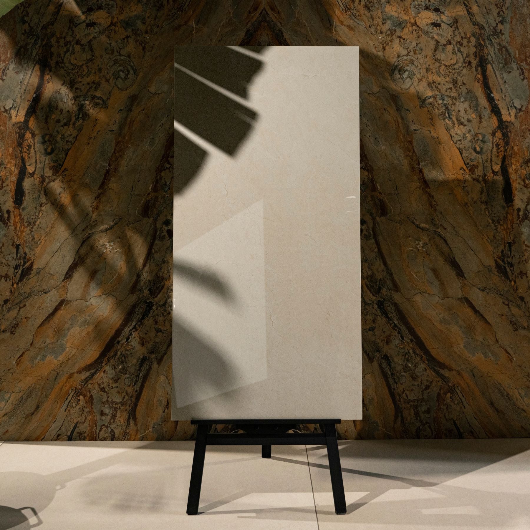 Crema Marfil glossy marble effect porcelain tile 60x120cm with 9mm thickness, perfect for elegant and timeless interiors.