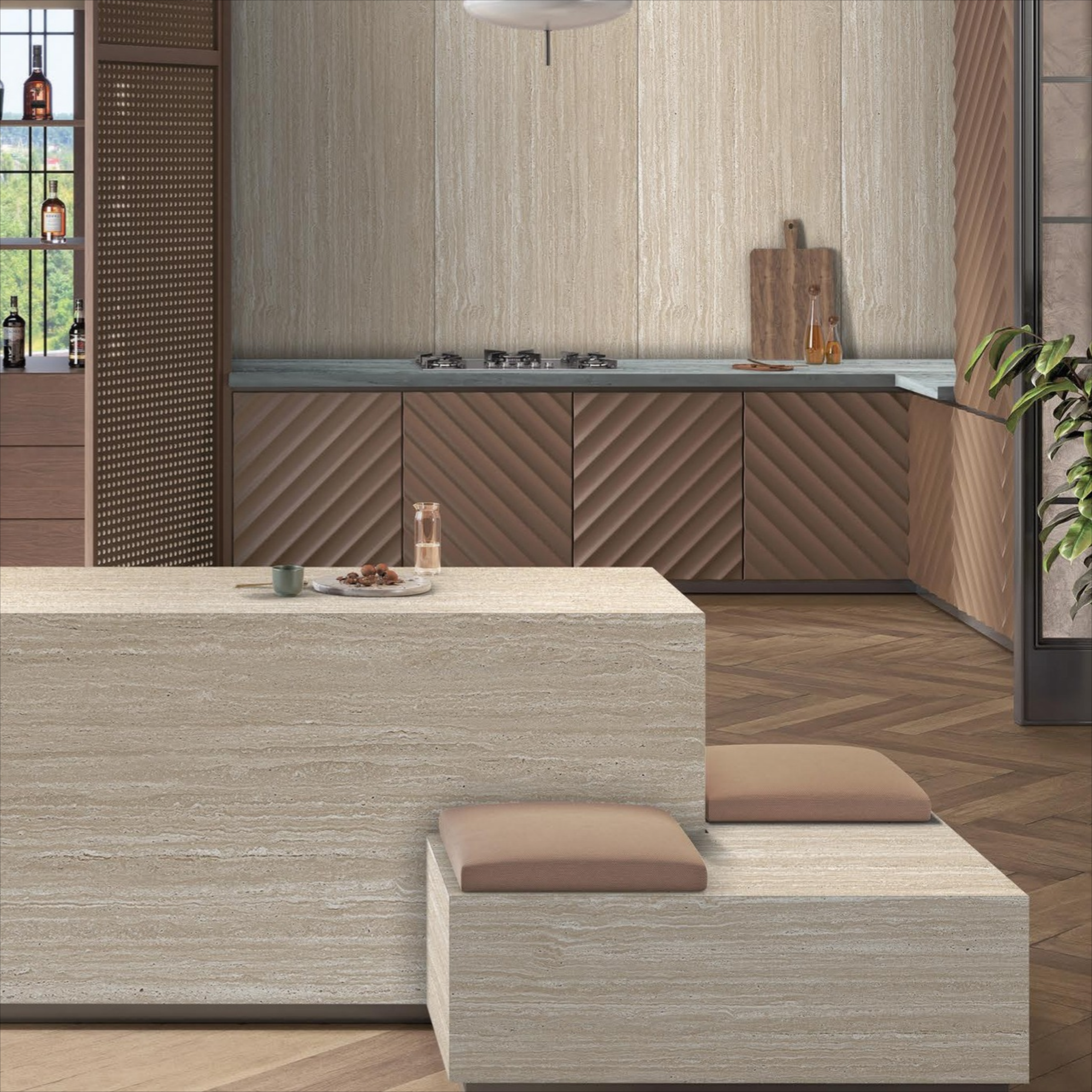 DG Travertine fullbody porcelain tile with natural travertine design