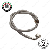 DN8 steel braided flexible hose with 1300mm length, straight and 90° G1/2 female connections. Ideal for commercial and residential plumbing projects in UAE.