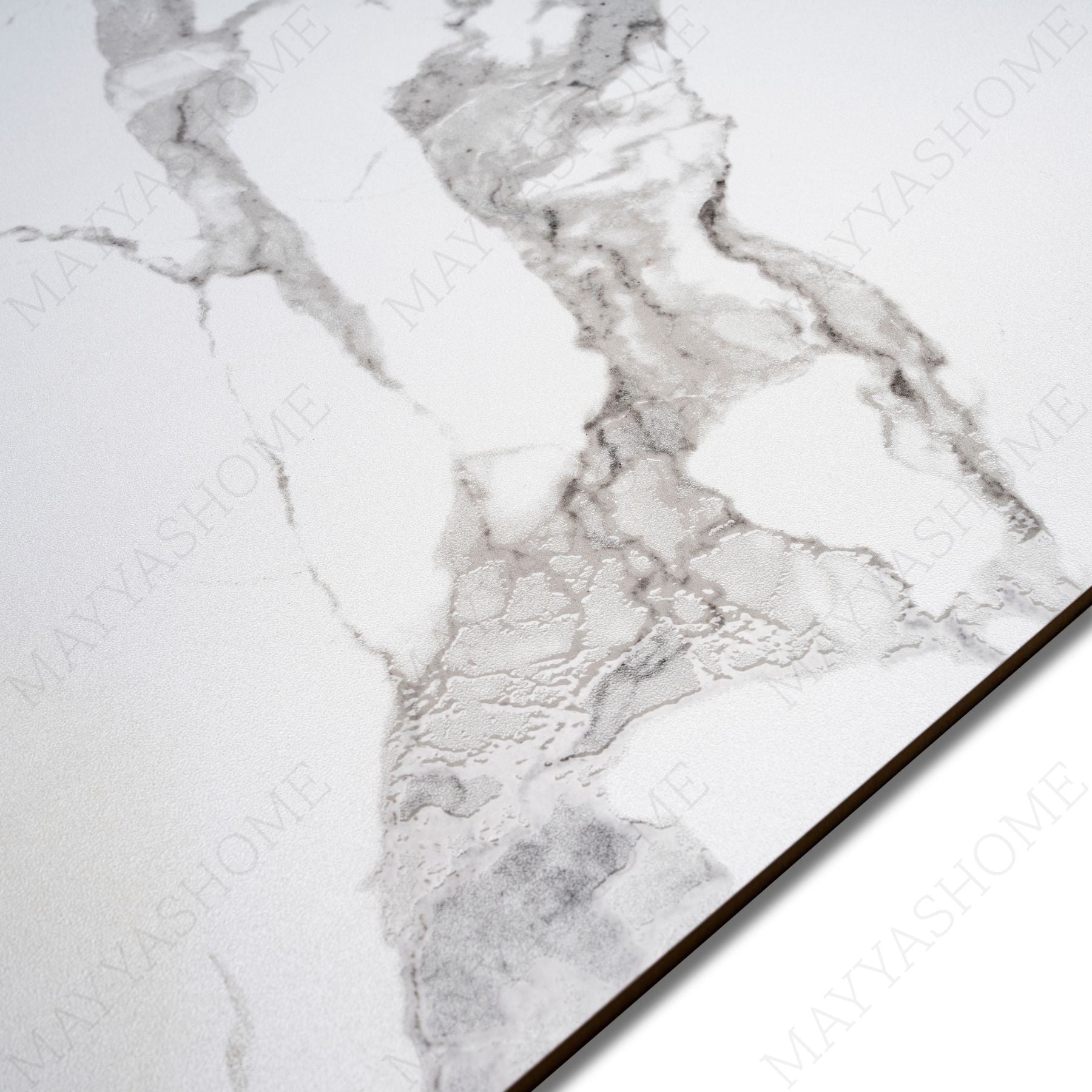 Discover STATUARIO FEATHER porcelain tile 600x1200mm with 9MM thickness and glitter on matt finish. Durable large format tile perfect for elegant shimmer-enhanced flooring and walls.