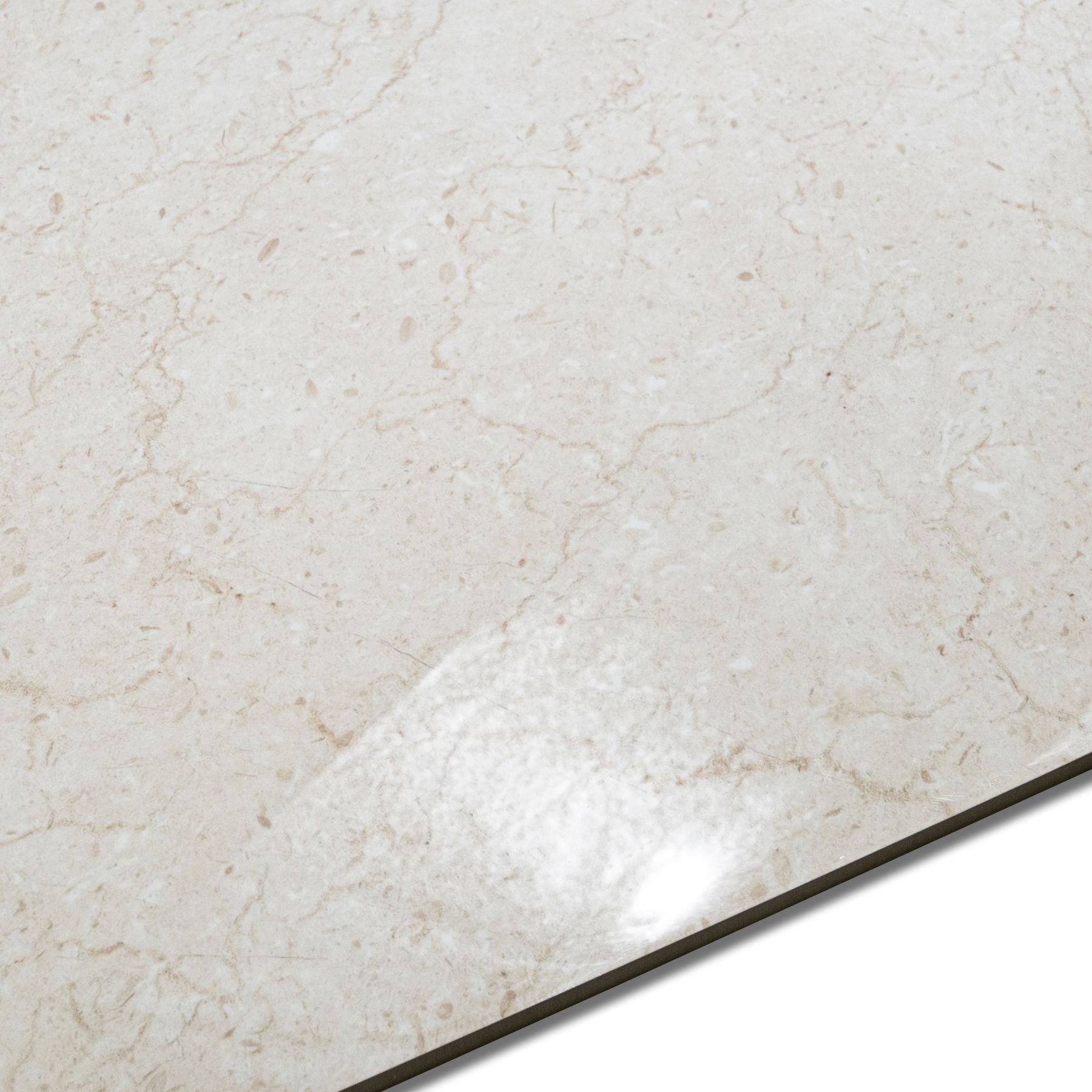Everglade Marfil glossy marble look porcelain tile 60x120cm with 9mm thickness features warm cream tones, polished shine, and durable performance.
