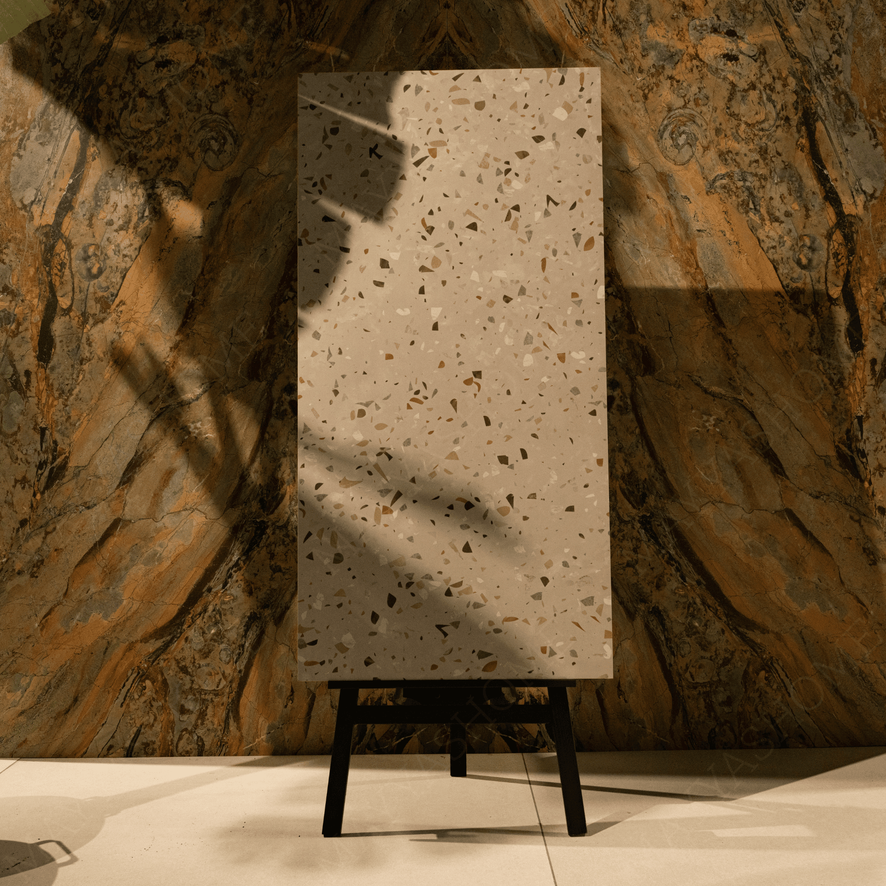 Explore AMATA BEIGE 60x120cm porcelain tile with carving matt finish. A 9MM thick, textured beige tile perfect for modern floor and wall designs.