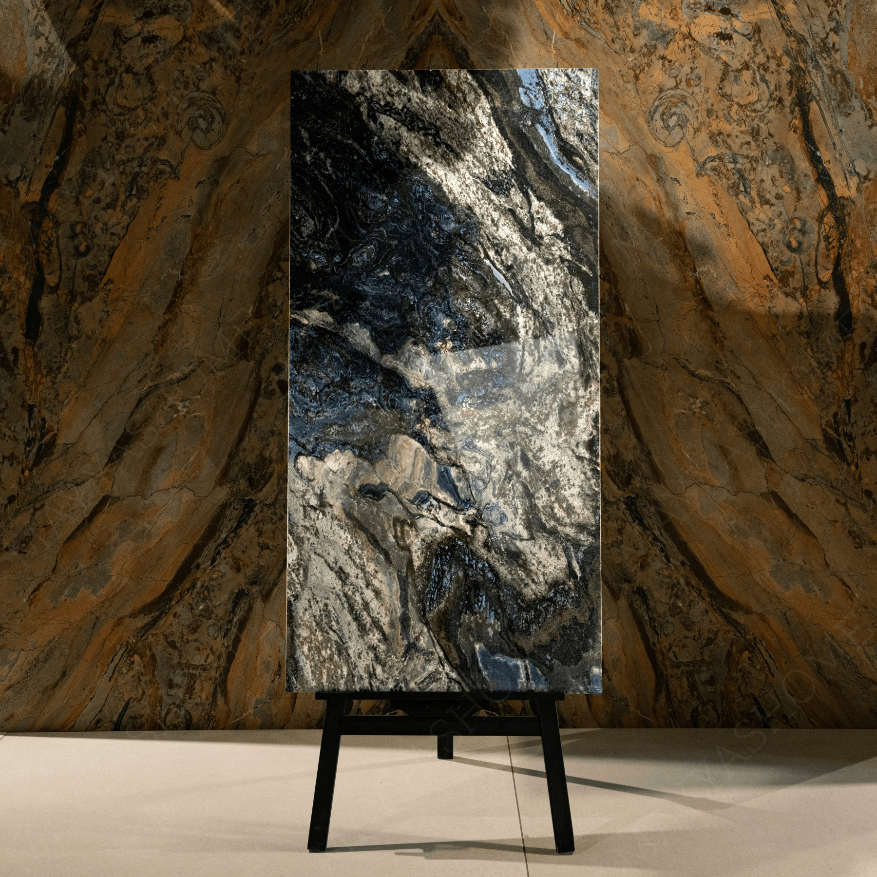 Fiago Blue tiles (60x120cm, 9mm) feature a High Gloss finish with a deep blue design. Perfect for Indoor Floors and Walls, these Porcelain tiles bring a touch of bold sophistication and modern luxury to any space. The glossy surface intensifies the rich blue tones, creating a striking and elegant atmosphere ideal for both residential and commercial interiors.