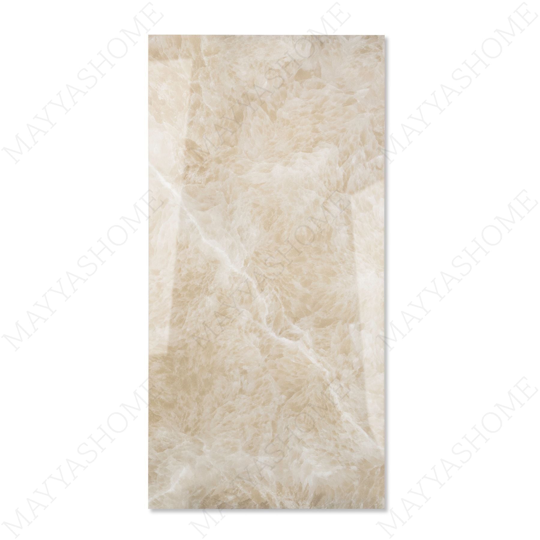 Fur Gold glossy marble porcelain tile 60x120cm with 9mm thickness features white base, golden veins and elegant polished surface finish.