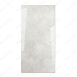 Fur Ice glossy marble effect porcelain tile 60x120cm with 9mm thickness features icy white base, soft grey texture and polished finish.