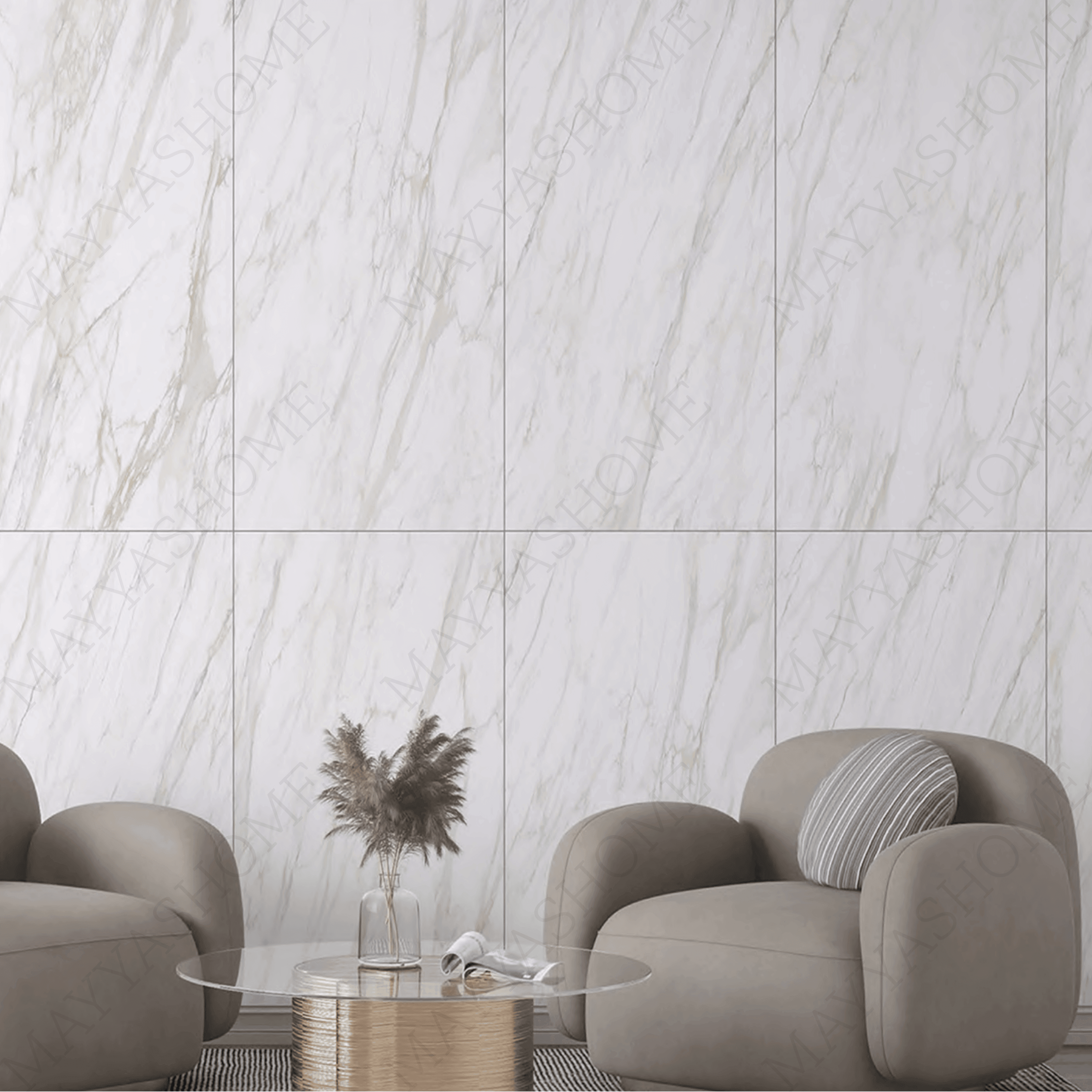 Hore Statuario 120x240cm matt porcelain tile with 09mm thickness. White marble look with soft grey veins, elegant matt finish for walls and floors.
