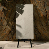 Iris Bianco glossy marble effect porcelain tile 60x120cm with 9mm thickness delivers refined veining and a bright polished finish.