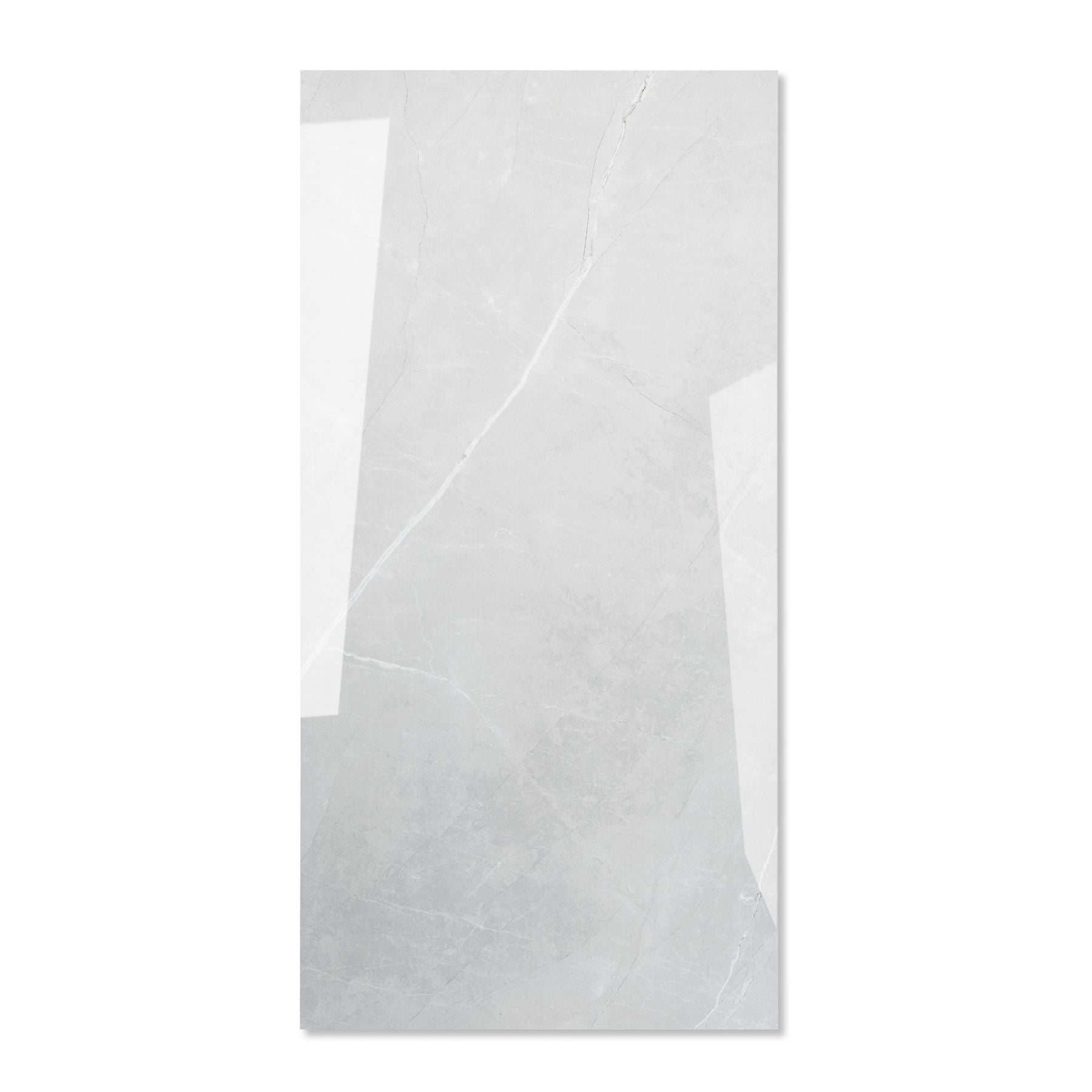 Italian Armani Light Grey glossy marble effect porcelain tile 60x120cm with 9mm thickness, ideal for bright luxury interiors.