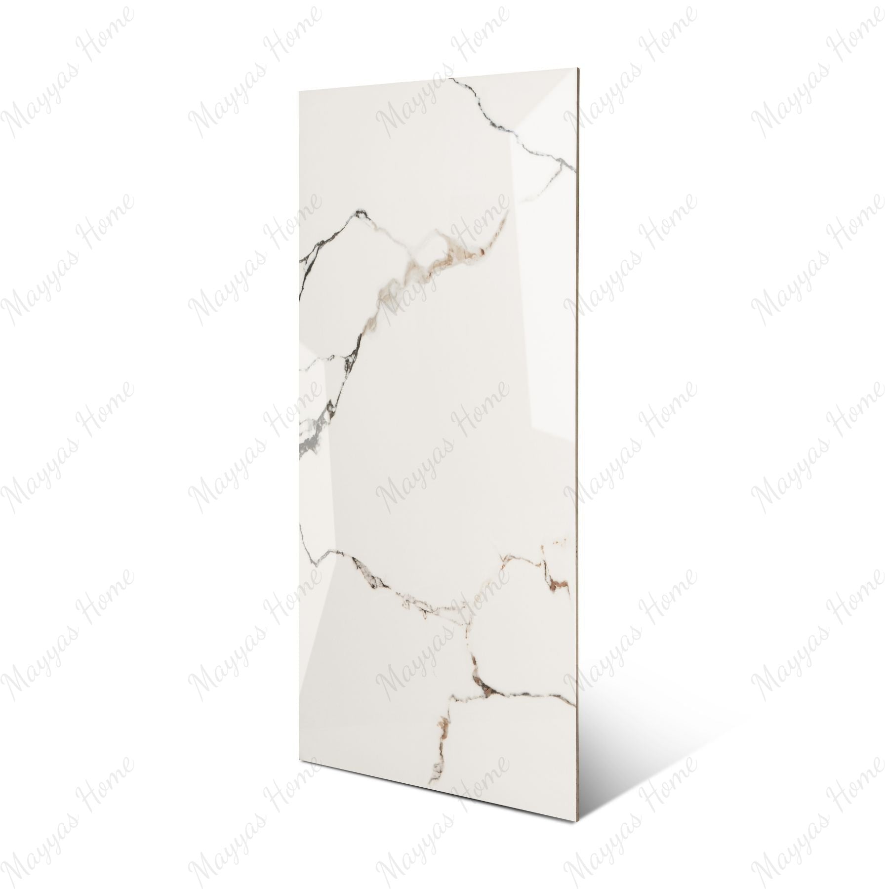 Ivory Crackle glossy porcelain tile 60x120cm with 9mm thickness features warm ivory tones, decorative crackle pattern texture and elegant polished finish.