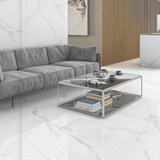 Lexus White Lite 120x240cm end-match matt porcelain tile. Durable 09mm thickness, seamless white marble look for elegant walls and floors.