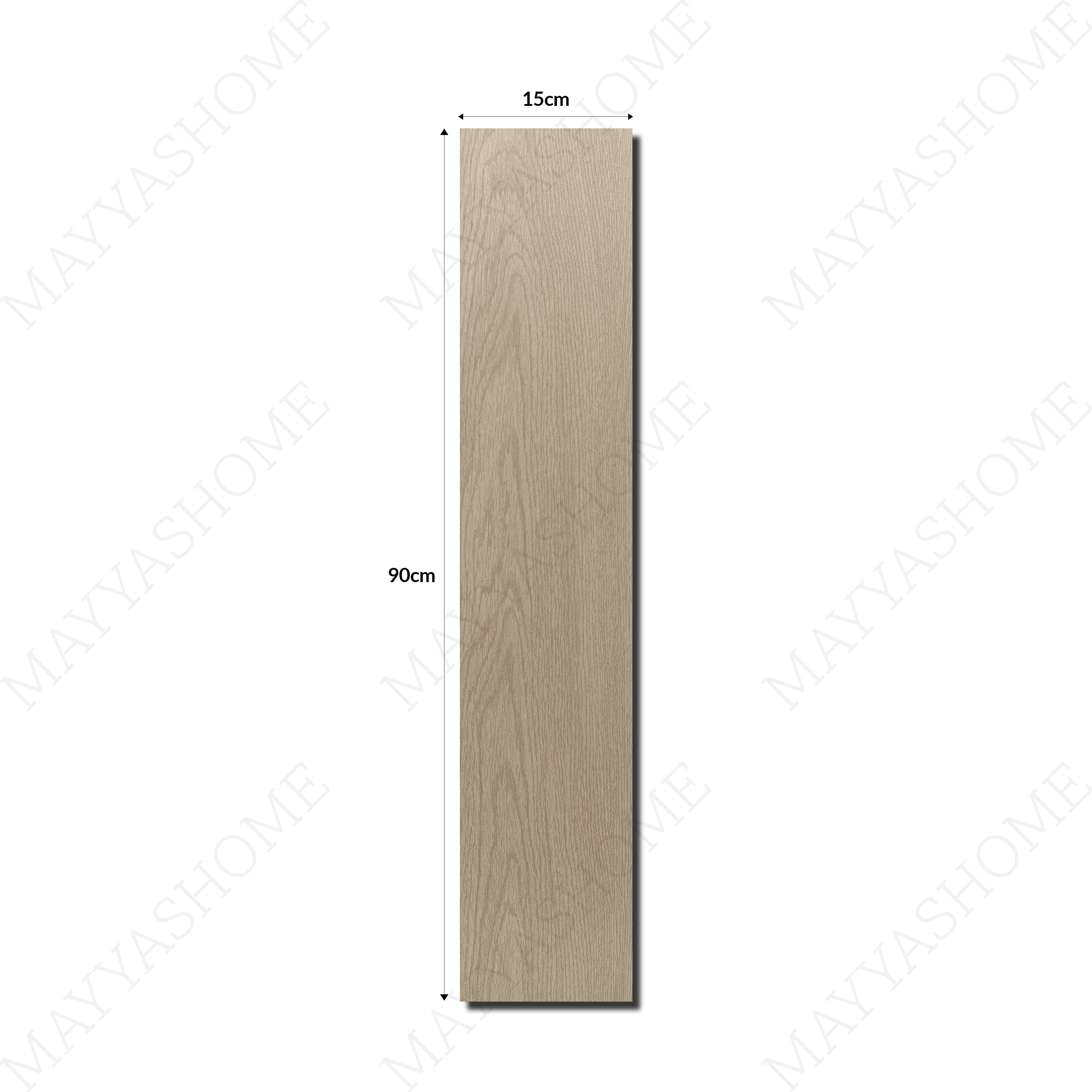 Light Elm 15x90cm porcelain slab with a wood-look finish. Durable, elegant, and low-maintenance—perfect for flooring and modern interiors.