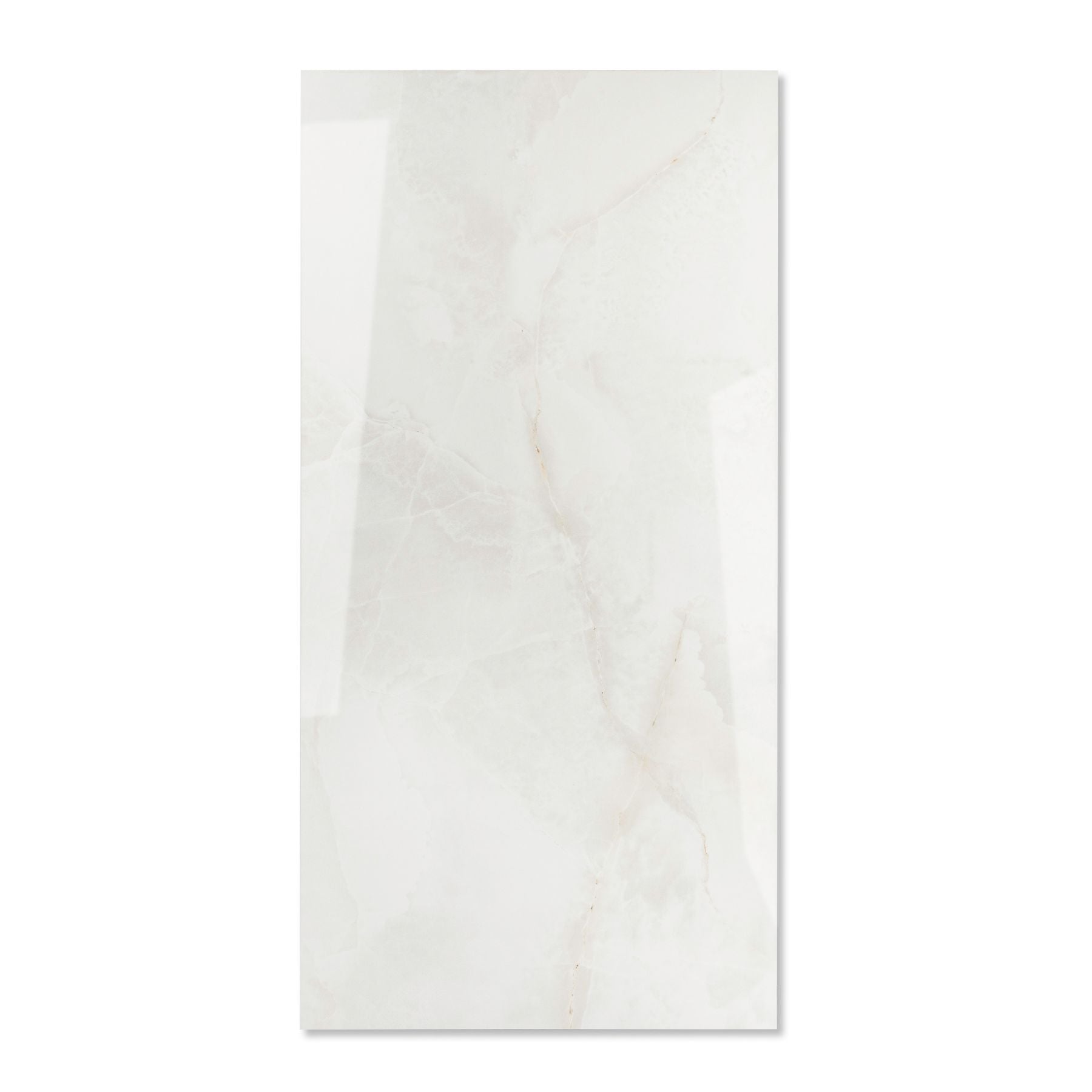 Louis Onyx Beige glossy onyx effect porcelain tile 60x120cm with 9mm thickness features warm beige tones, layered depth and polished finish.