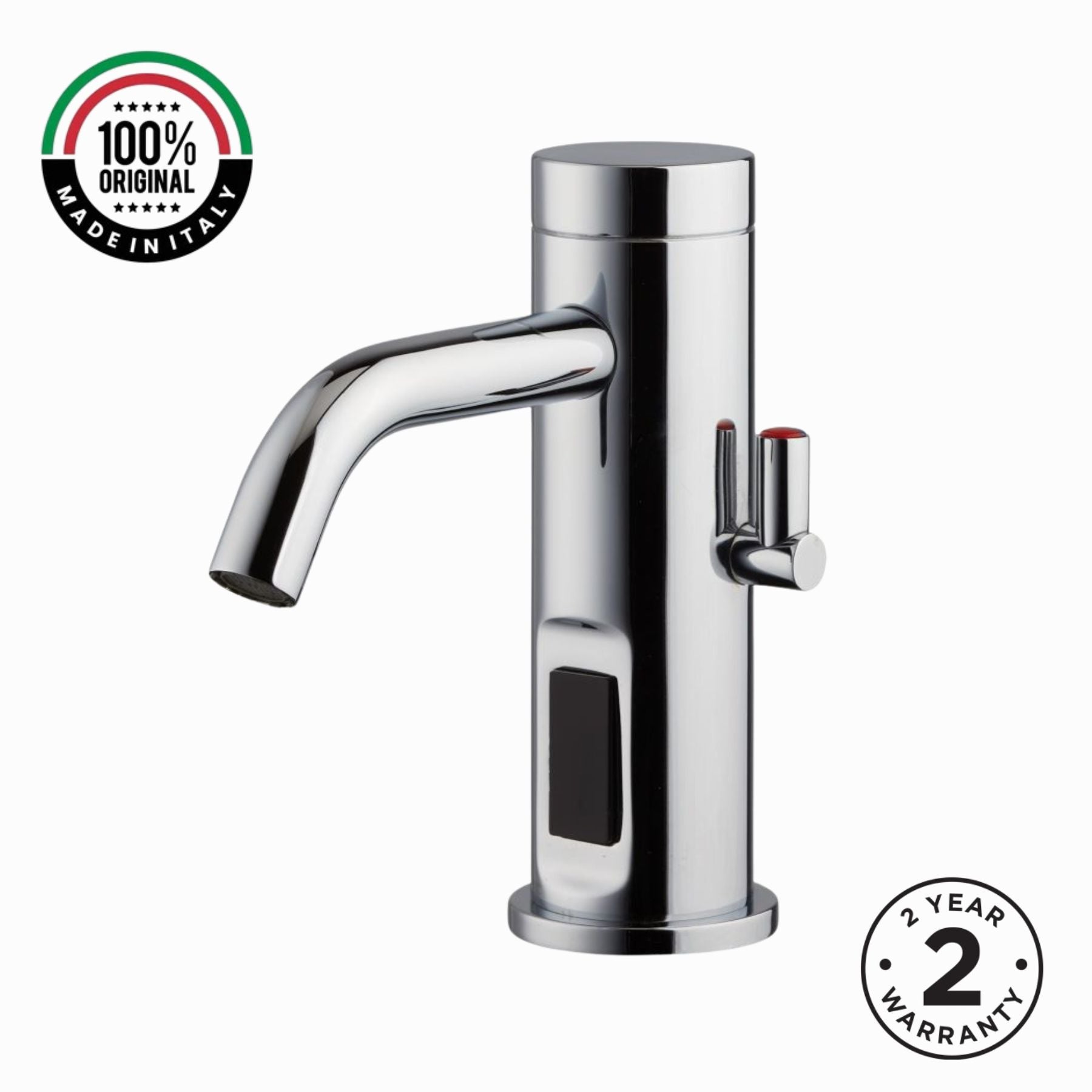 Luxury mains-powered electronic sink mixer tap with above-counter installation and smart water-saving flow control.