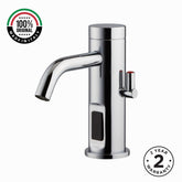 Luxury mains-powered electronic sink mixer tap with above-counter installation and smart water-saving flow control.