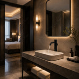 Luxury mains-powered electronic sink mixer tap with above-counter installation and smart water-saving flow control.