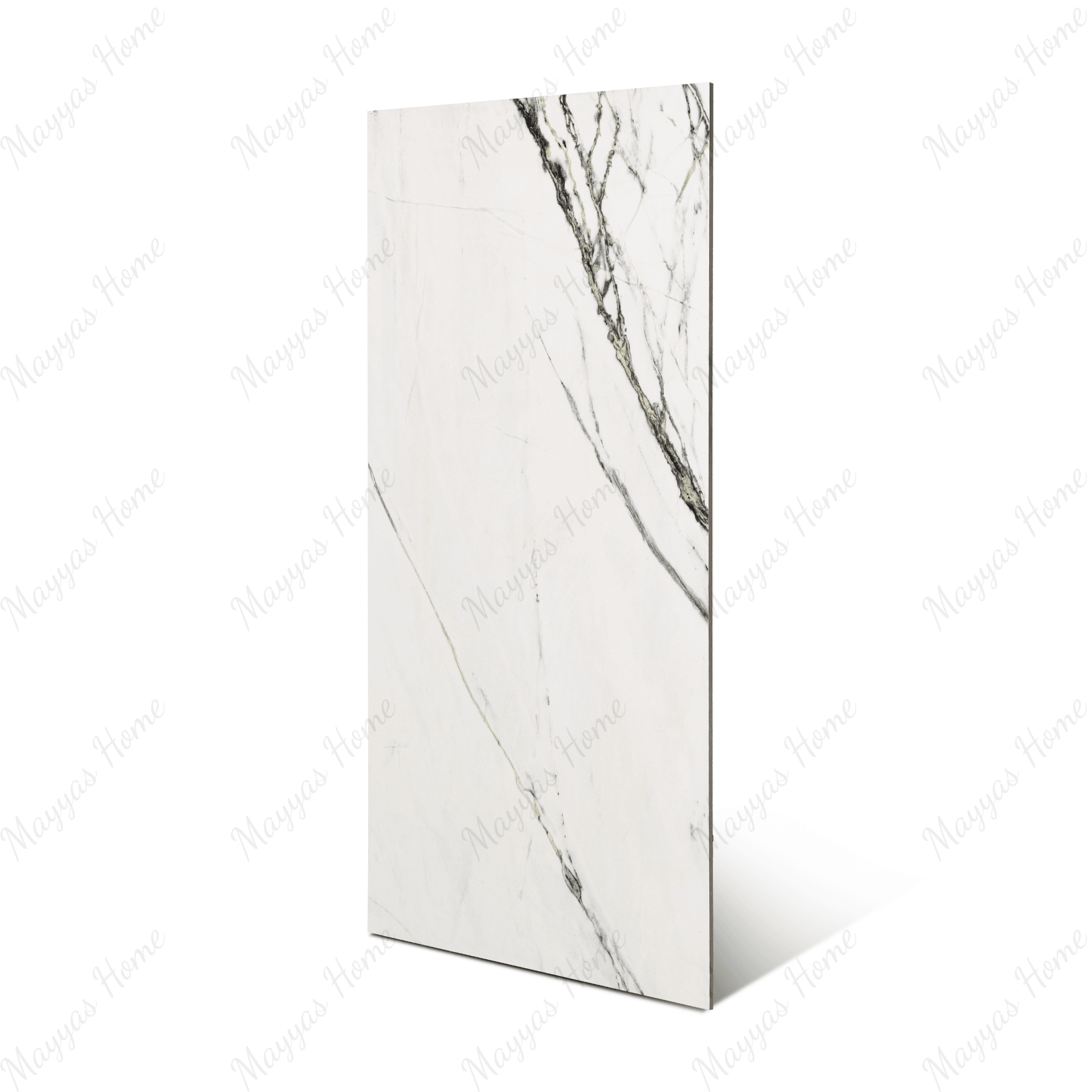 Calcutta Emerald porcelain tile 60x120cm 9mm thickness, white marble look with green veining, durable porcelain tile for luxury floors and walls.