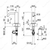 Mains-powered electronic single water sensor tap for above-counter installation. Hygienic, water-saving solution for UAE commercial washrooms.