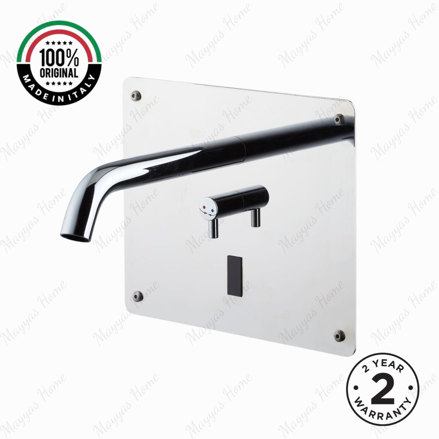 Mains-powered electronic sink mixer with built-in installation and touchless operation. Water-saving Italian faucet for modern UAE washrooms.