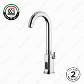 Mains-powered sensor sink mixer tap with swivel spout and chrome finish. Touchless, water-saving faucet for modern UAE bathrooms and washrooms.