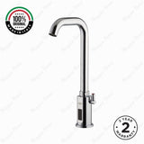 Mains-powered sensor sink mixer tap with swivel spout and luxury finishes. Touchless, water-saving faucet for premium UAE bathrooms and washrooms.