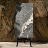 Malachete Nero porcelain tile 60x120cm features a deep stone look with premium porcelain durability, ideal for modern floor and wall applications.