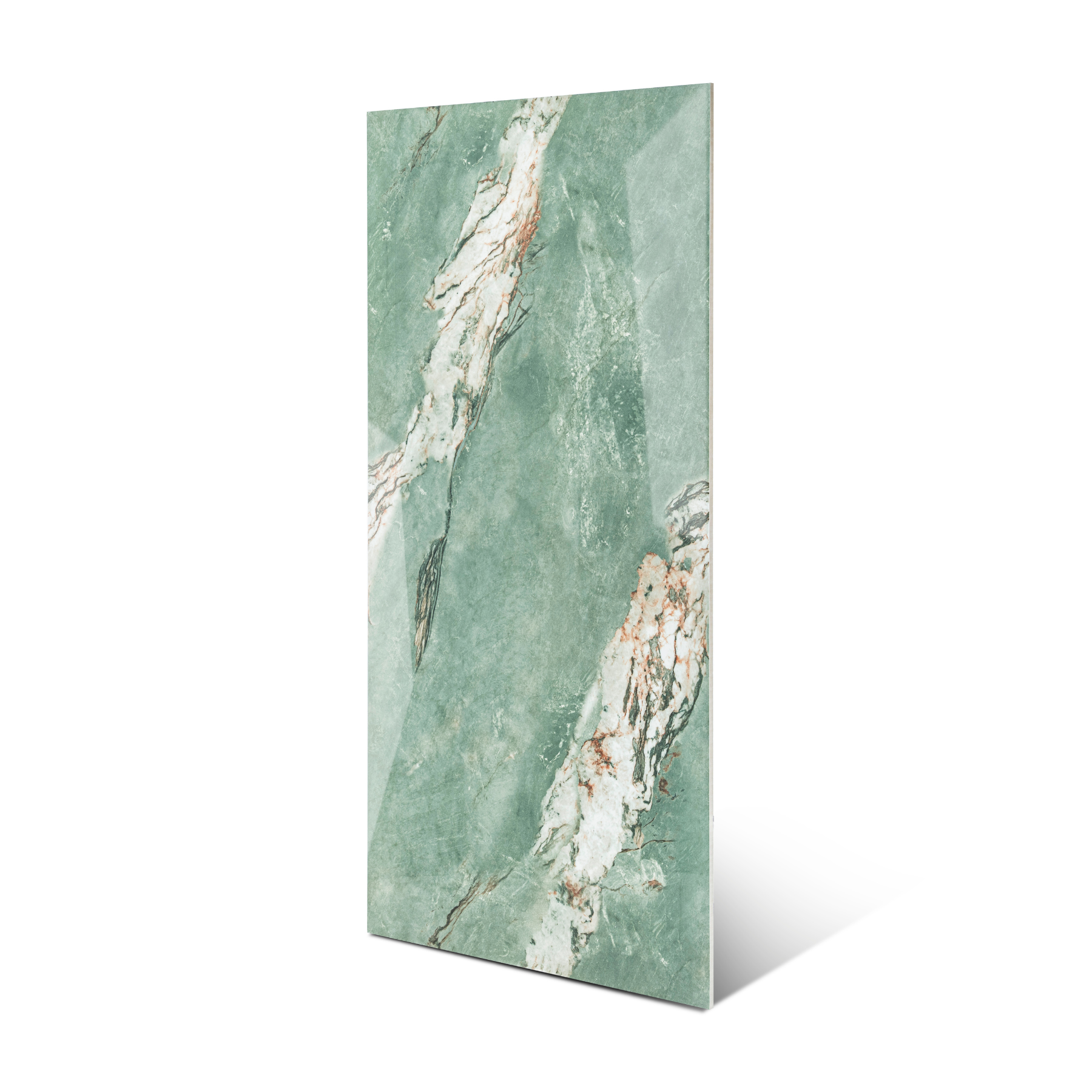 Malachite porcelain tile 60x120cm 9mm thickness, green marble look design, durable porcelain, ideal for luxury floors and feature walls.