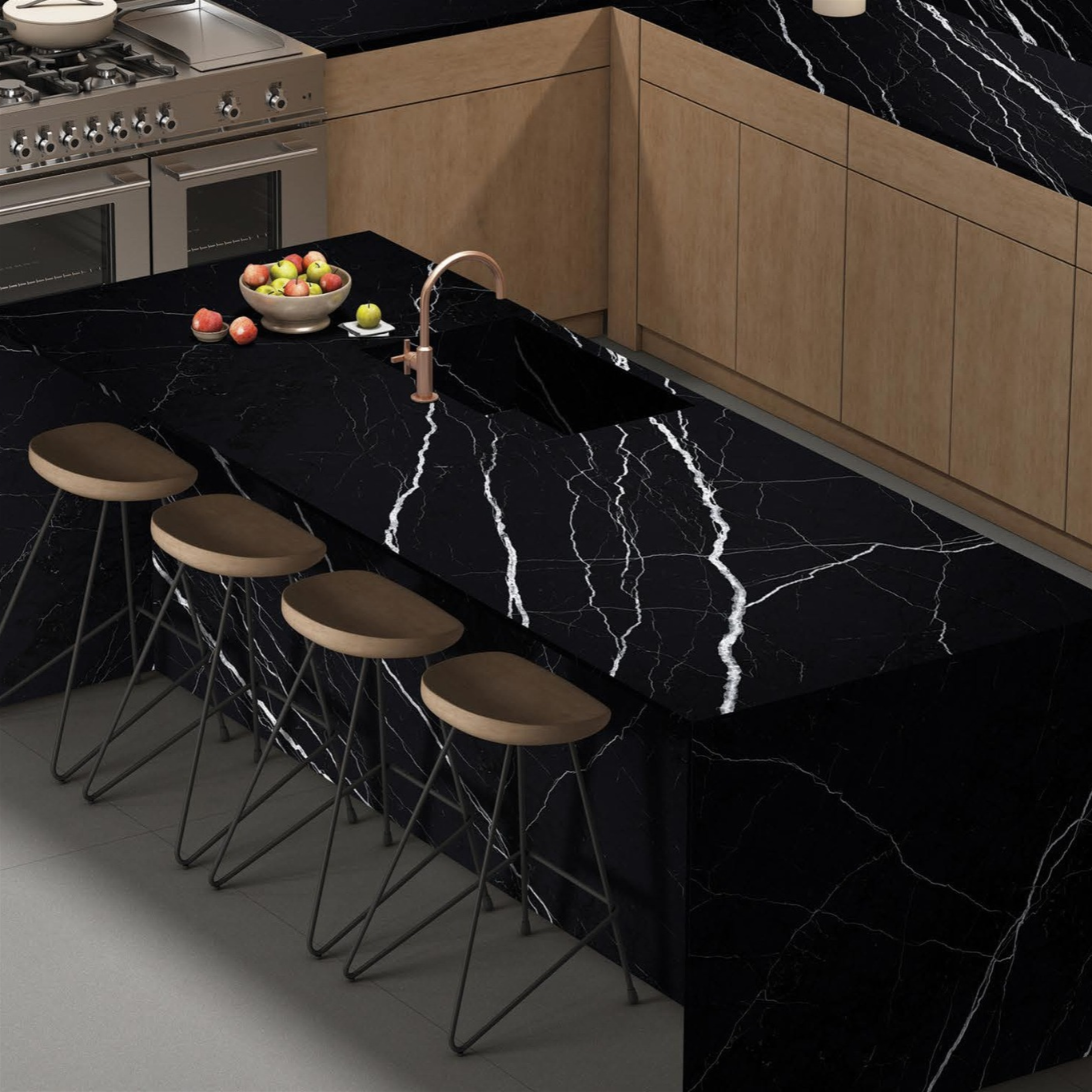Marquina Black black body porcelain tile with elegant marble design