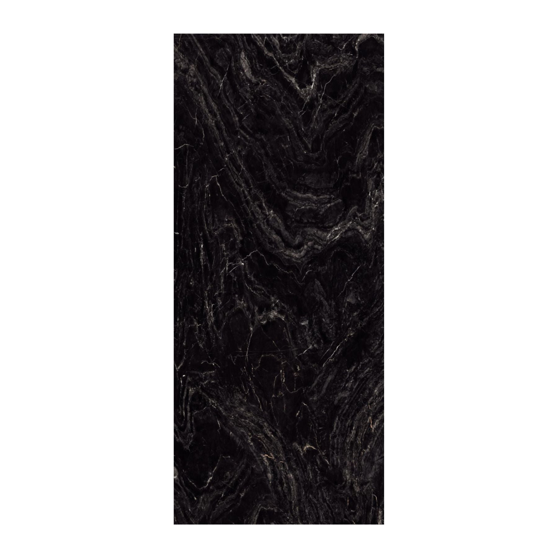Marquina Midnight Royal Polish Colorbody porcelain slab 120x280cm, 9mm thick, with a bold black marble look for dramatic floors, walls and interiors.