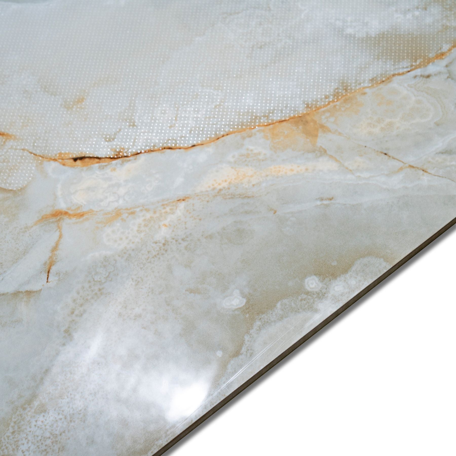 Misty Moss glossy stone look porcelain tile 60x120cm with 9mm thickness features soft earthy tones, polished surface, and durable performance for interiors.