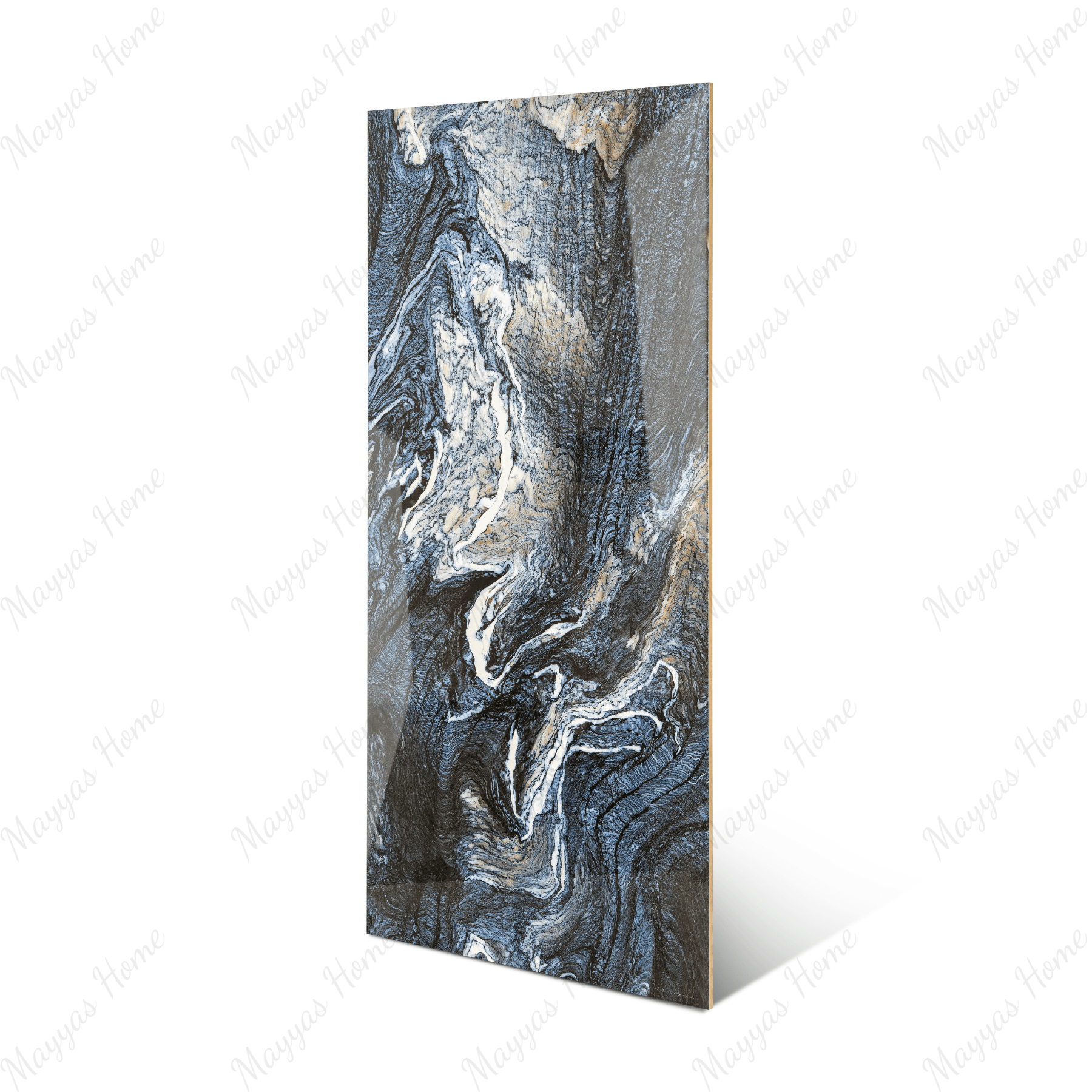 Olympos Azul porcelain tile 60x120cm 9mm thickness, blue marble look design, durable porcelain tile for luxury floors and walls.