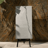 Onyx Steel porcelain tile 60x120cm with 9mm thickness features a bold onyx marble look, durable porcelain body for floors and walls.