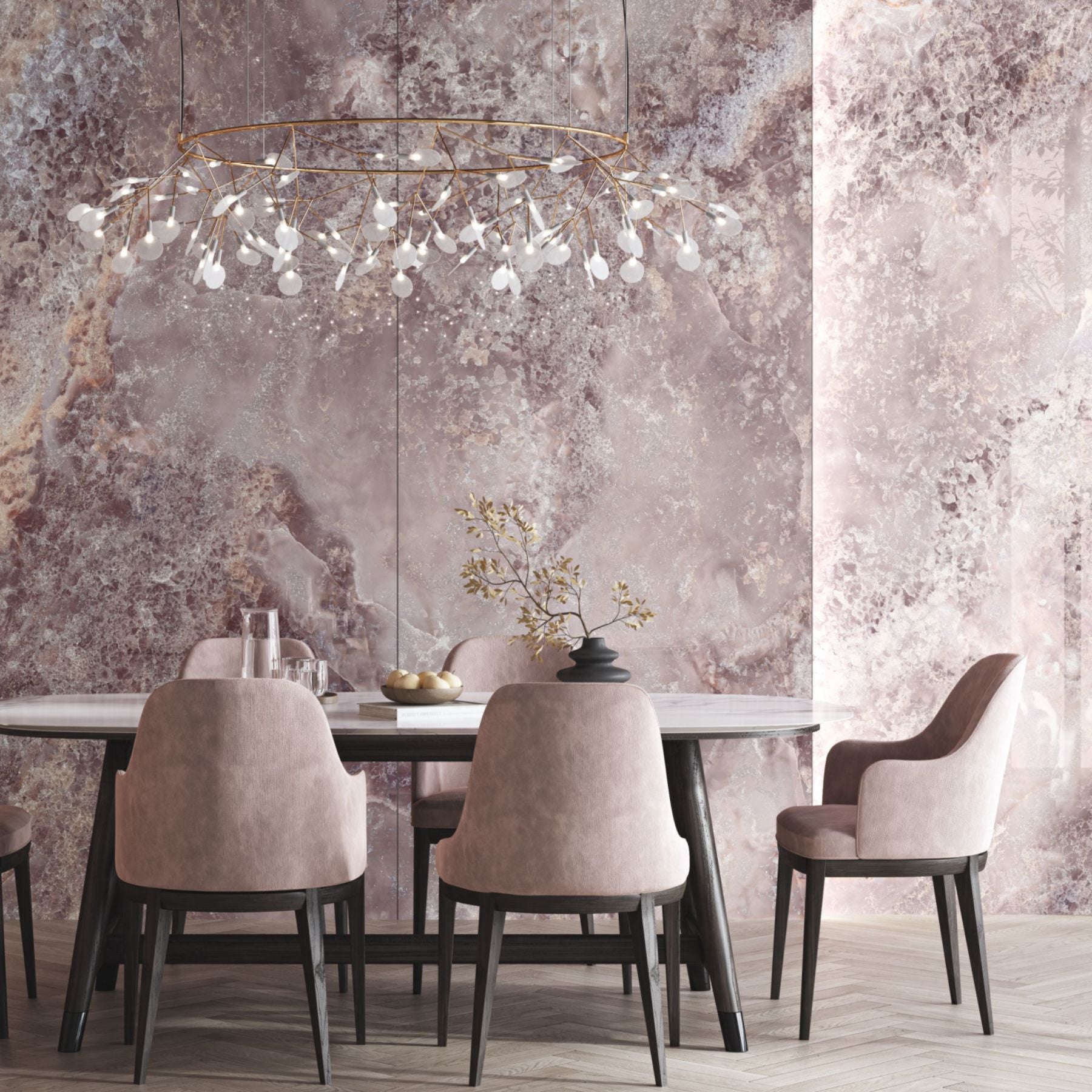Onyx Wine Sparkle Colorbody porcelain slab 120x280cm, 9mm thick, with a luminous onyx look for elegant floors, walls and contemporary interiors.