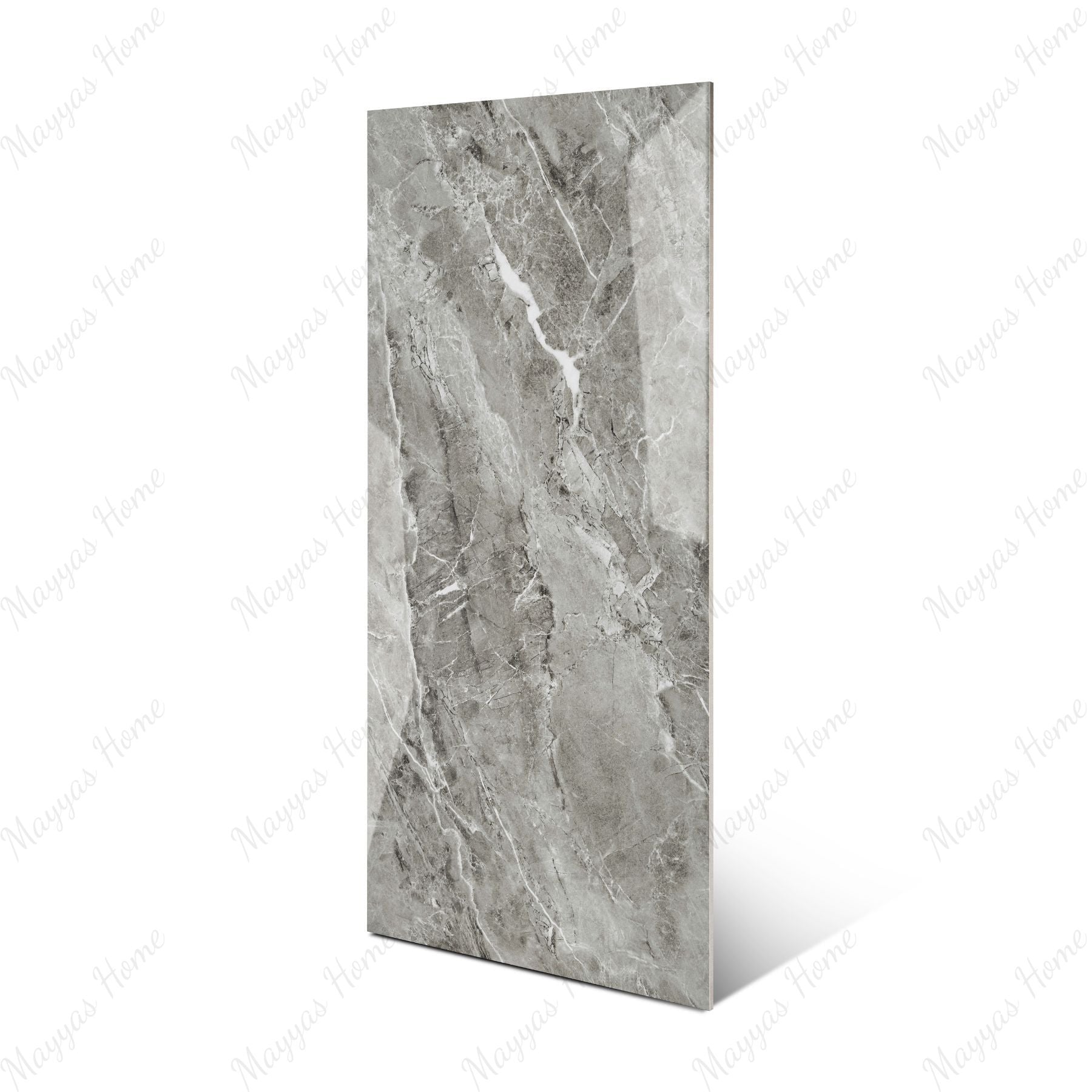 Opel Gris glossy porcelain tile 60x120cm with 9mm thickness features elegant grey tones, refined surface texture and luxurious polished finish.