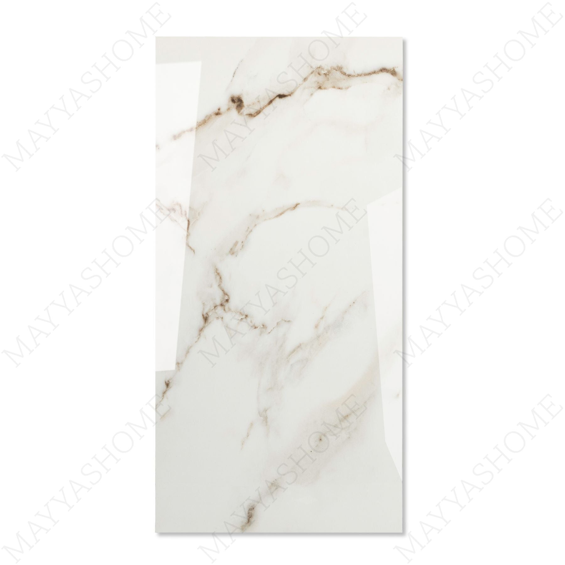 Pearl Vein glossy marble effect porcelain tile 60x120cm with 9mm thickness features soft veining and a bright polished look.