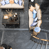 Pietra Grey 120x240cm glossy tile with subtle veining and sleek finish. A timeless stone-inspired design for luxury modern interiors.
