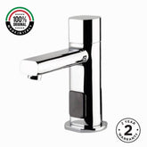 Premium battery-powered electronic single water sink tap with above-counter installation and adjustable water-saving flow limiter technology.