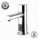 Premium battery-powered electronic single water sink tap with above-counter installation and adjustable water-saving flow limiter technology.