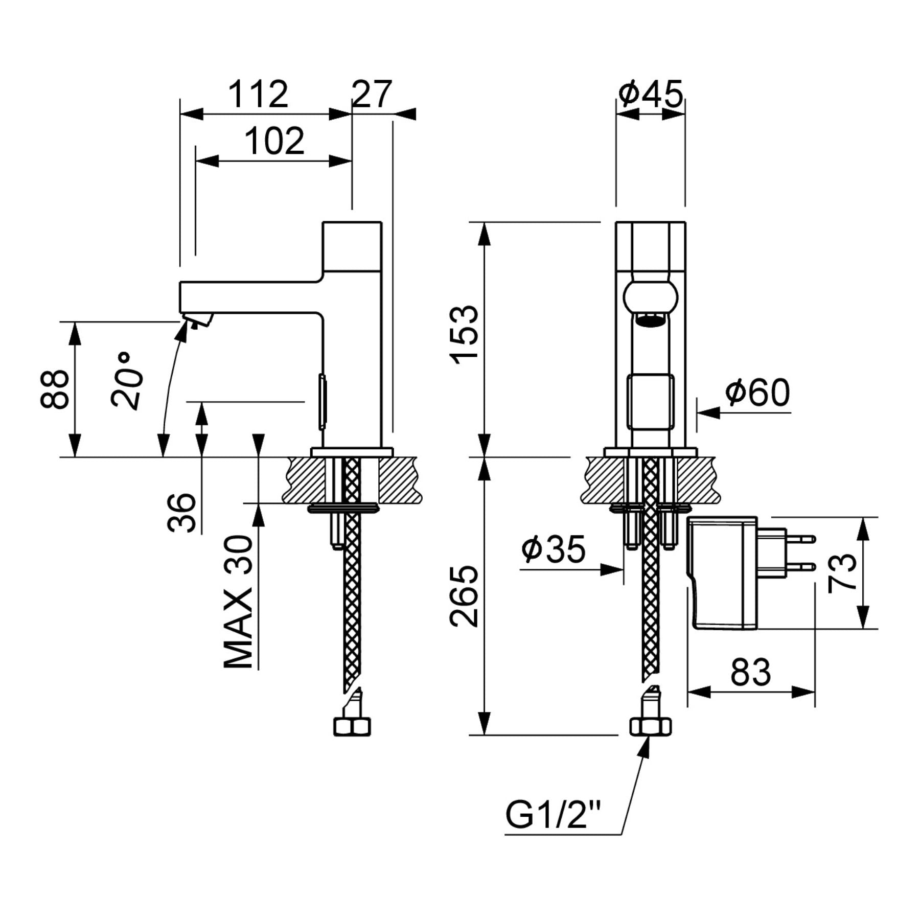 Premium electric-powered electronic single water sink tap with above-counter installation and adjustable water-saving flow limiter technology.