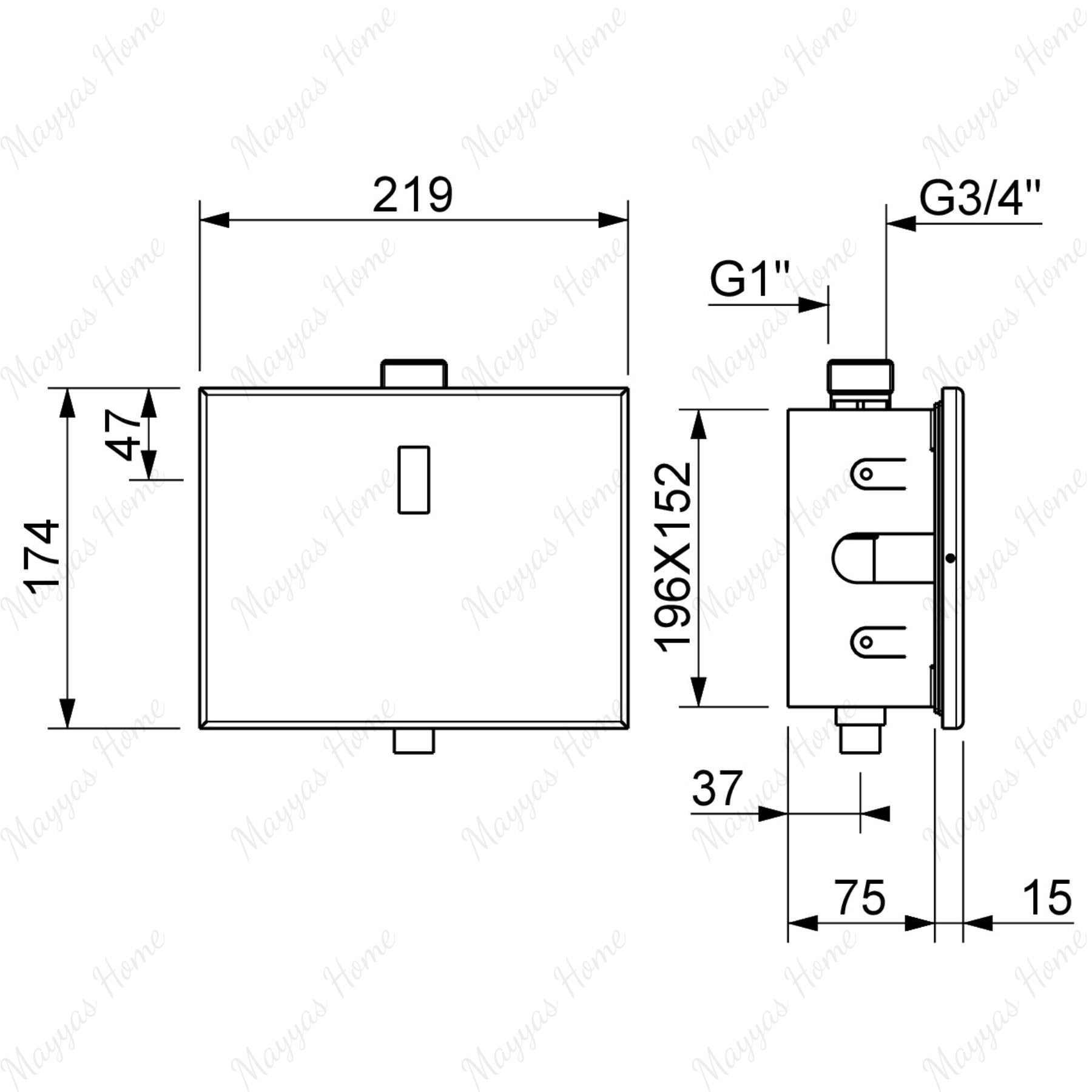Premium electronic built-in toilet flush valve with battery powered operation, concealed installation and water-saving flow limiter technology.