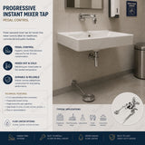 Progressive instant mixer tap with hygienic pedal control for floor or wall installation. Ideal for hospitals, commercial kitchens and laboratories across UAE.