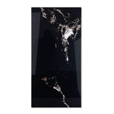 Roxy Black glossy marble effect porcelain tile 60x120cm with 9mm thickness features deep black base, soft grey veining and polished finish.