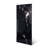 Roxy Black glossy marble effect porcelain tile 60x120cm with 9mm thickness features deep black base, soft grey veining and polished finish.